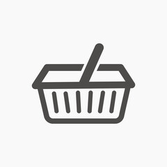 online shopping cart, basket, trolley icon vector isolated