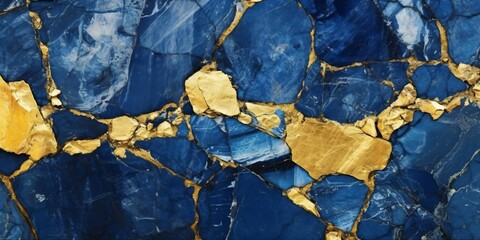 Luxurious Blue Sapphire and Gold Stone Texture Background