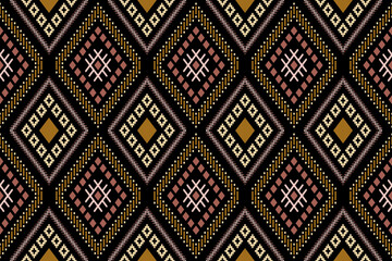 Nature vintages cross stitch traditional ethnic pattern paisley flower Ikat background abstract Aztec African Indonesian Indian seamless pattern for fabric print cloth dress carpet curtains and sarong