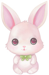 Obraz na płótnie Canvas rabbit kawaii cartoon character watercolor PNG paper texture