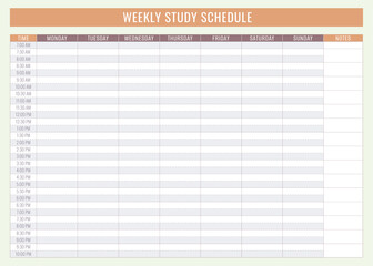 Weekly study schedule template