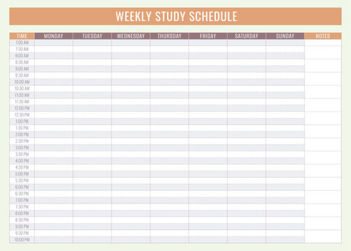 Weekly study schedule template