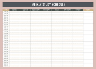 Weekly study schedule template