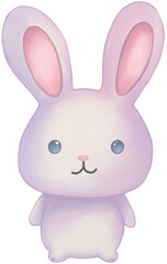 rabbit kawaii cartoon character watercolor PNG paper texture