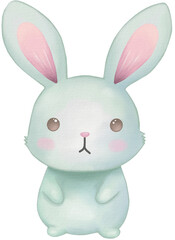 rabbit kawaii cartoon character watercolor PNG paper texture