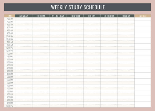 Weekly study schedule template