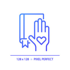 Obraz premium 2D pixel perfect gradient icon with willingness to learn, isolated vector, thin line purple illustration representing soft skills.