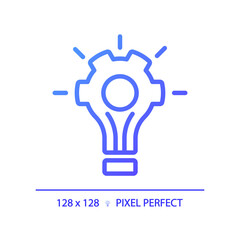 2D pixel perfect gradient problem solving icon, isolated vector, thin line purple illustration representing soft skills.