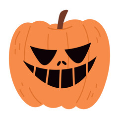 Cute Halloween Pumpkin Set. Smiling cartoon lantern faces. Helloween holiday characters in the shape of pumkin. Flat illustrations isolated on white background.
