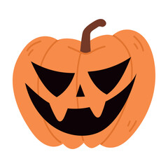 Cute Halloween Pumpkin Set. Smiling cartoon lantern faces. Helloween holiday characters in the shape of pumkin. Flat illustrations isolated on white background.