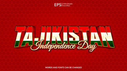 tajikistan editable text effect with tajikistan flag pattern suitable for poster design about holiday, Feast day or tajikistan independence day moment