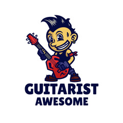 Illustration vector graphic of Guitarist Logo, good for logo design
