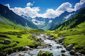 Foto op Canvas Scenic mountain view in Fagaras, Romania. Generative AI © Theron