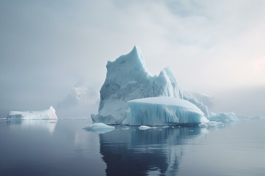 Melting iceberg at the poles. Generative AI