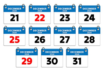 3D Calendar date of December 2024