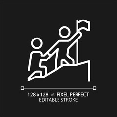 2D pixel perfect editable white leadership icon, isolated vector, thin line illustration representing soft skills.