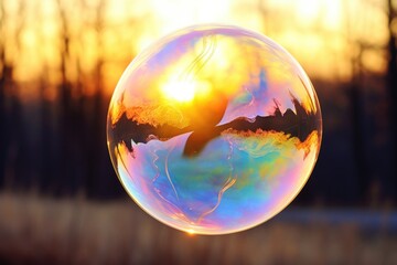 a soap bubble floating in clean air