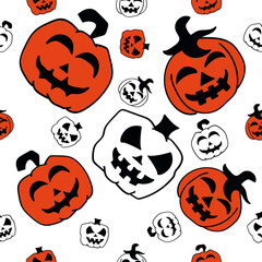 halloween seamless pattern with pumpkins