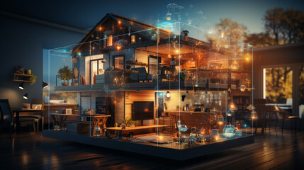Fototapeta na wymiar Fusing Data Science and IoT, Smart House Concept technology Wallpaper