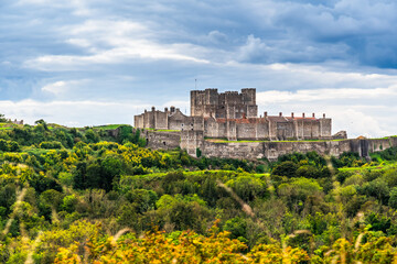 Fototapeta na wymiar Dover Castle, the most iconic of all English fortresses. English castle on top of the hill.