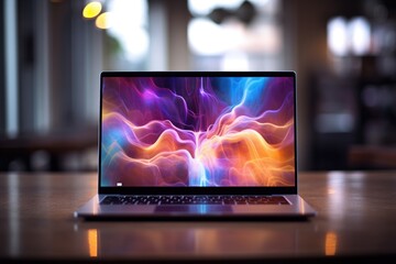a laptop with a blurred, uncluttered background