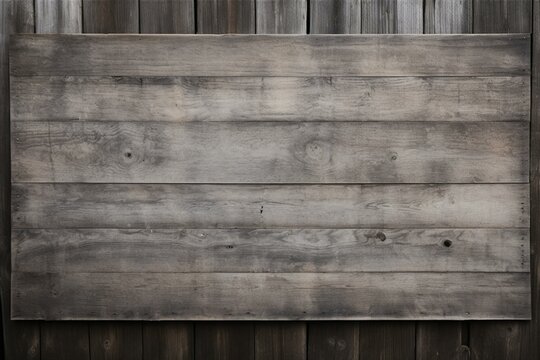 Genuine weathered sign board with empty area. High-quality, grey timber texture backdrop. Generative AI