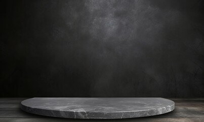 empty grey marble table top, dark black rustic cement stone background, product stand display,   empty space, party, promotion banner, Generative AI - obrazy, fototapety, plakaty