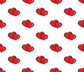  pixel heart Seamless Pattern vector love background  pixel art for 8 bit game