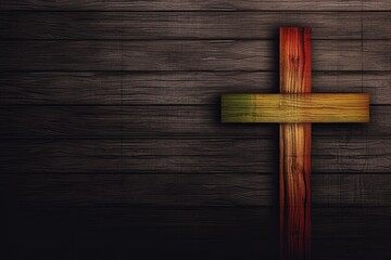 black history month wooden cross jesus background, dark wood texture poster design, Generative AI