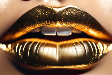 Obraz premium Radiant Lips: Stunning Photography Bathed in Golden Light
