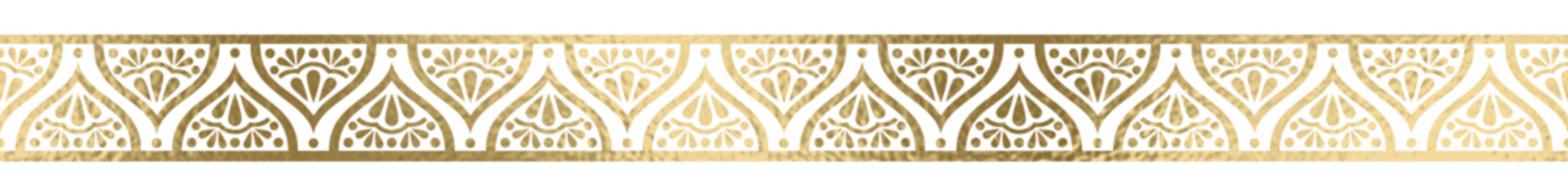 Nahtlos Borte gold mit transparentem Hintergrund 