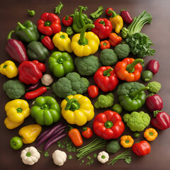 Fototapeta na wymiar Top view healthy organic food green vegetables on grey background Source of protein for vegetarians