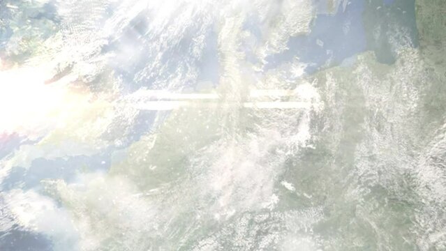 Zoom in from space and focus on Offenburg, Germany. 3D Animation. Background for travel intro. Elements of this image furnished by NASA