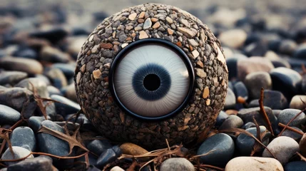 Tuinposter A close up of a ball with an eye on it. AI. © starush