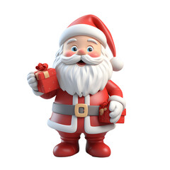 3d Cute Santa Claus on white background.