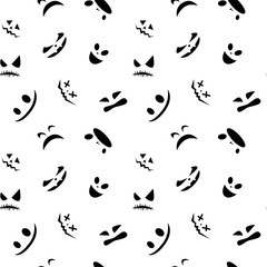 Funny halloween pumpkin eyes lantern seamless pattern background. Funny face expressions. Vector illustration.