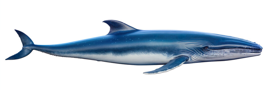 Blue whale the largest animal isolated on white background. Concept generative AI image. Symbol of ocean huge animals