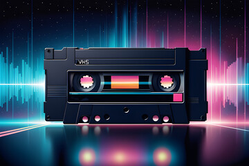 Illustrate a pixelated VHS tape