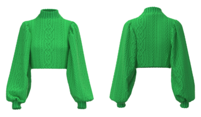 Women Green wool sweater. Trendy women's clothing. Knitted apparel