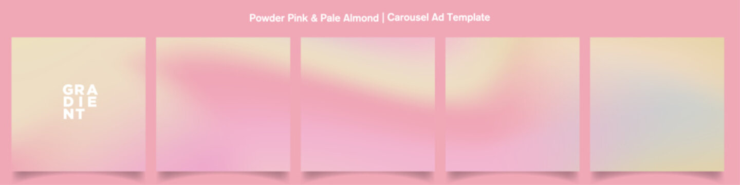 Gradient Carousel Ad Template. Powder Pink and Almond continuous Gradient background set for social media templates. Editable Vector Illustration. 
