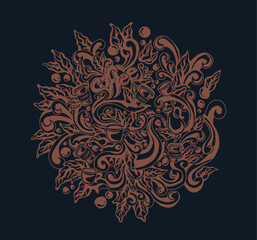 coffee doodle art illustration line art detail hand drawn round picture. used for book covers, cafe decorations