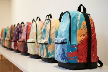 Side view of school bags. Generative AI