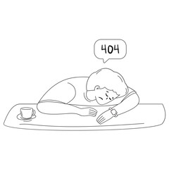Tired Doodled 404 Not Found 2D Outline Illustrations