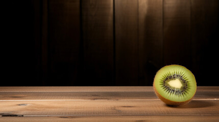 Delicious Kiwi on Wooden Background with Copy Space