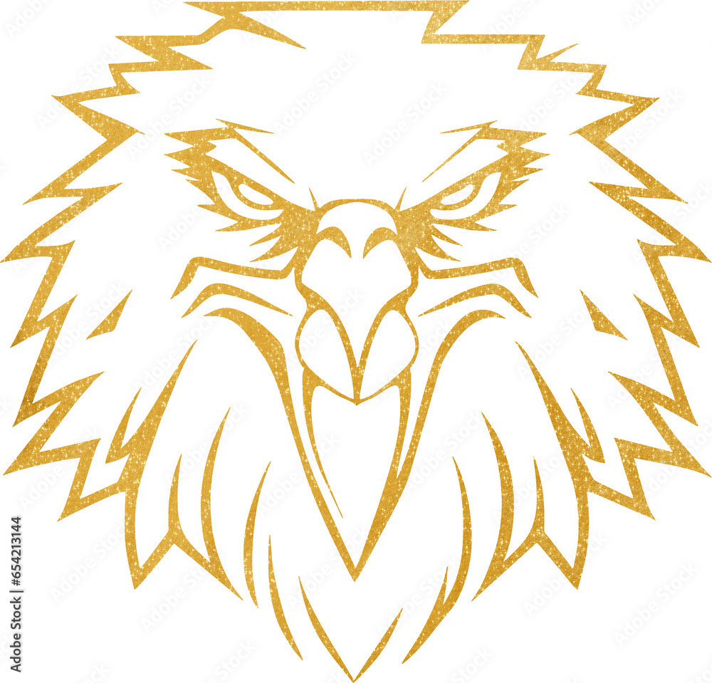 Poster golden glitter eagle head, gold glitter eagle