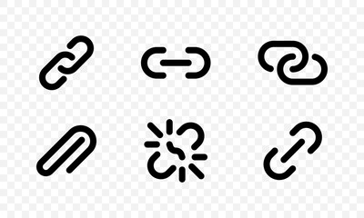 Chain link icons set. Attach symbol. Simple symbols for app development and website design. Vector EPS 10