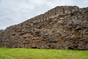 Lögberg Fault at Thingvellir National Park in Iceland