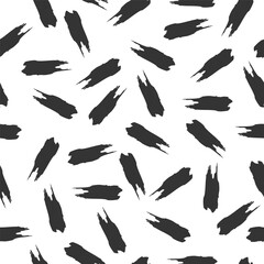 Seamless abstract vector stock pattern. Smears of black paint on a white background.