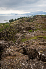 Lögberg Fault at Thingvellir National Park in Iceland