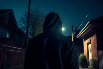 Foto op Aluminium Suspicious person hoodie at street. Danger night. Generate Ai © nsit0108